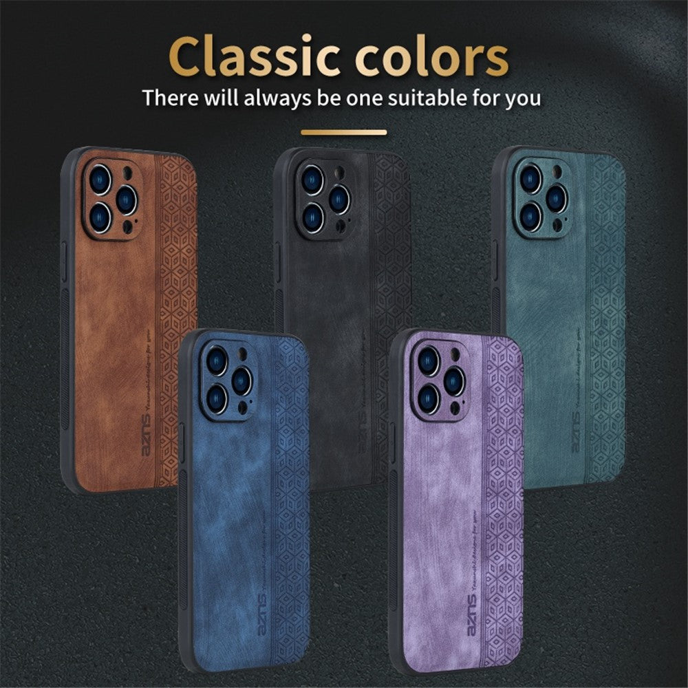 AZNS For iPhone 12 Pro 6.1 inch Anti-scratch PU Leather+TPU Phone Cover Imprinted Pattern Cell Phone Case