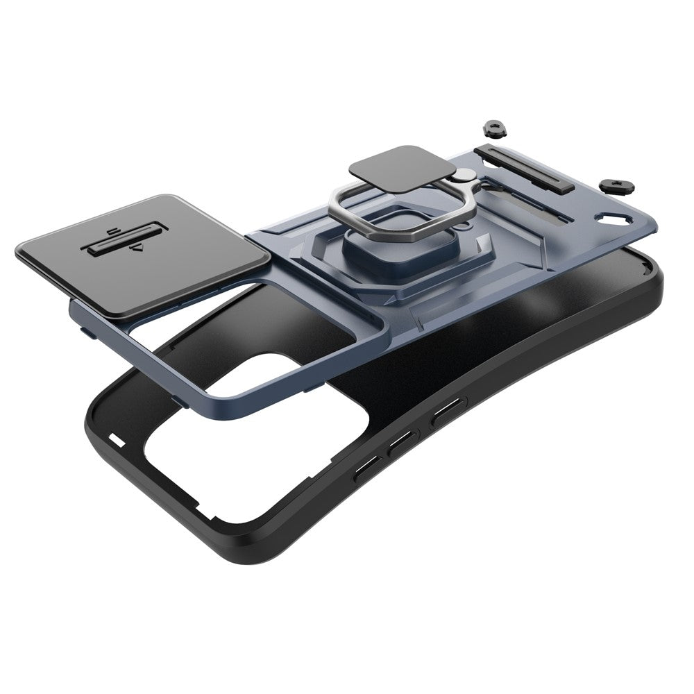 For Xiaomi 14T Case PC+TPU Kickstand Phone Protector with Lens Cover