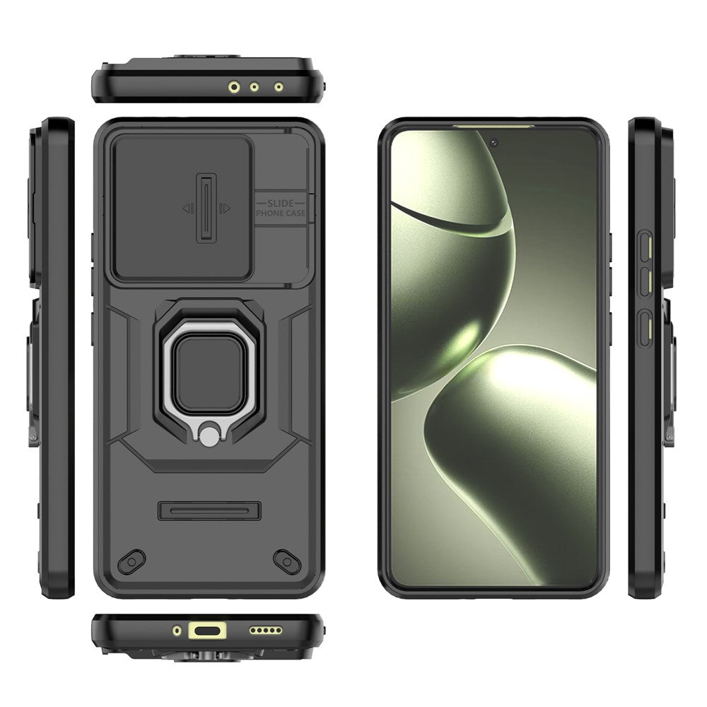 For Xiaomi 14T Case PC+TPU Kickstand Phone Protector with Lens Cover