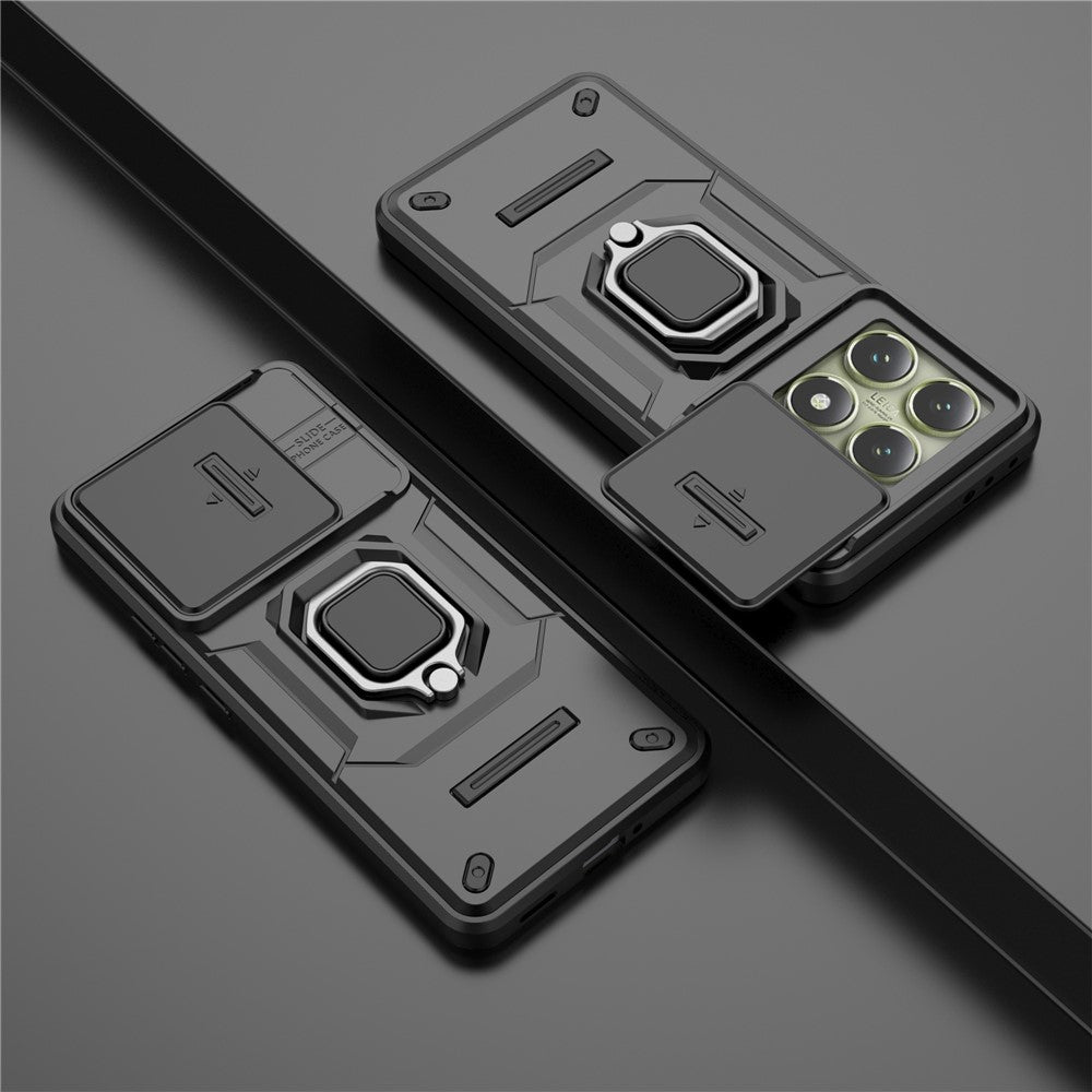 For Xiaomi 14T Case PC+TPU Kickstand Phone Protector with Lens Cover
