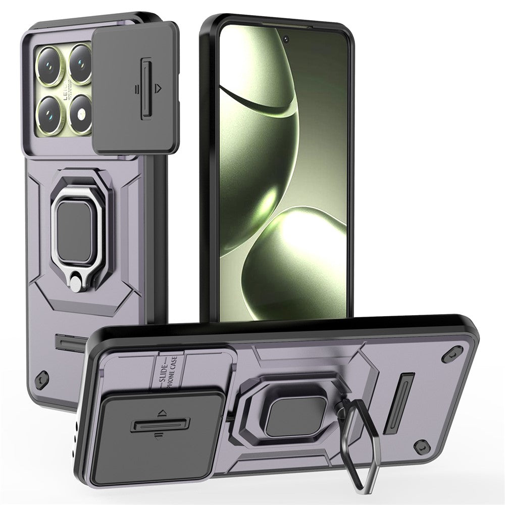 For Xiaomi 14T Case PC+TPU Kickstand Phone Protector with Lens Cover