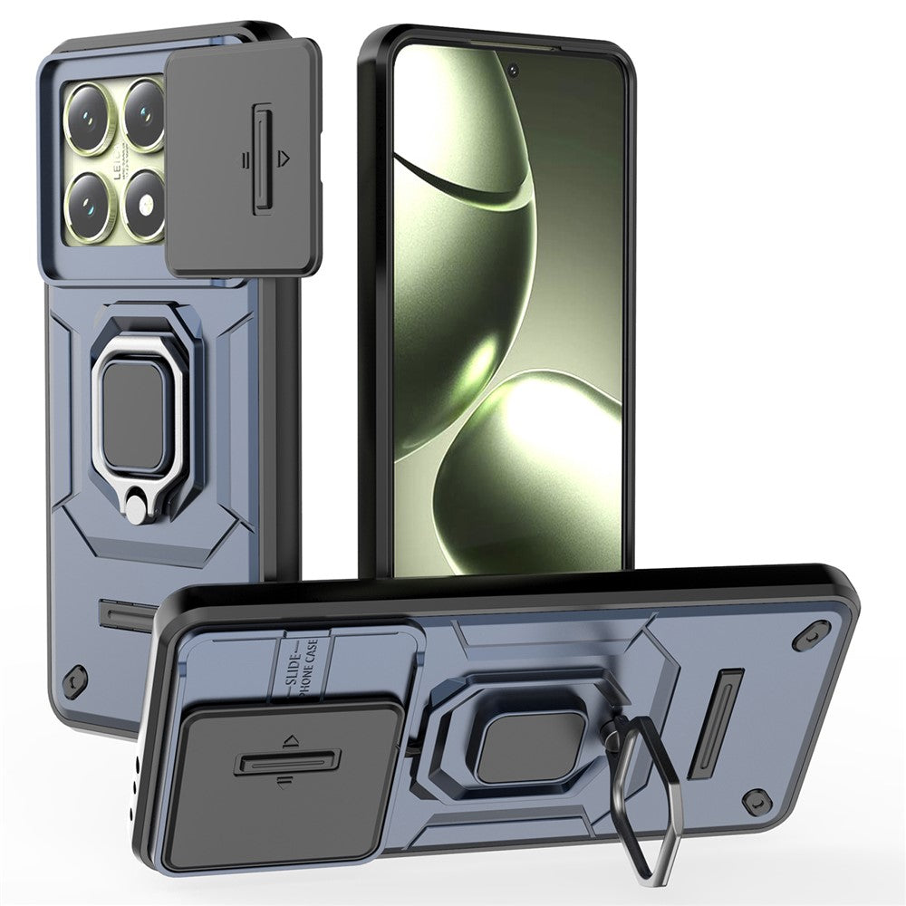 For Xiaomi 14T Case PC+TPU Kickstand Phone Protector with Lens Cover
