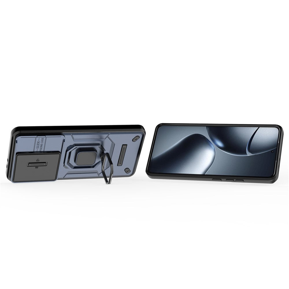 For Xiaomi 14T Pro Case PC+TPU Kickstand Phone Protector with Lens Cover
