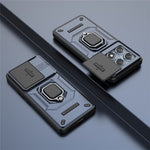 For Xiaomi 14T Pro Case PC+TPU Kickstand Phone Protector with Lens Cover