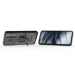 For Xiaomi Redmi Note 14 5G Case PC+TPU Kickstand Phone Protector with Lens Cover