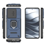 For Xiaomi Redmi Note 14 5G Case PC+TPU Kickstand Phone Protector with Lens Cover