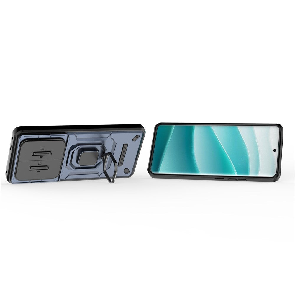 For Xiaomi Redmi Note 14 Pro+ 5G Case PC+TPU Kickstand Phone Protector with Lens Cover