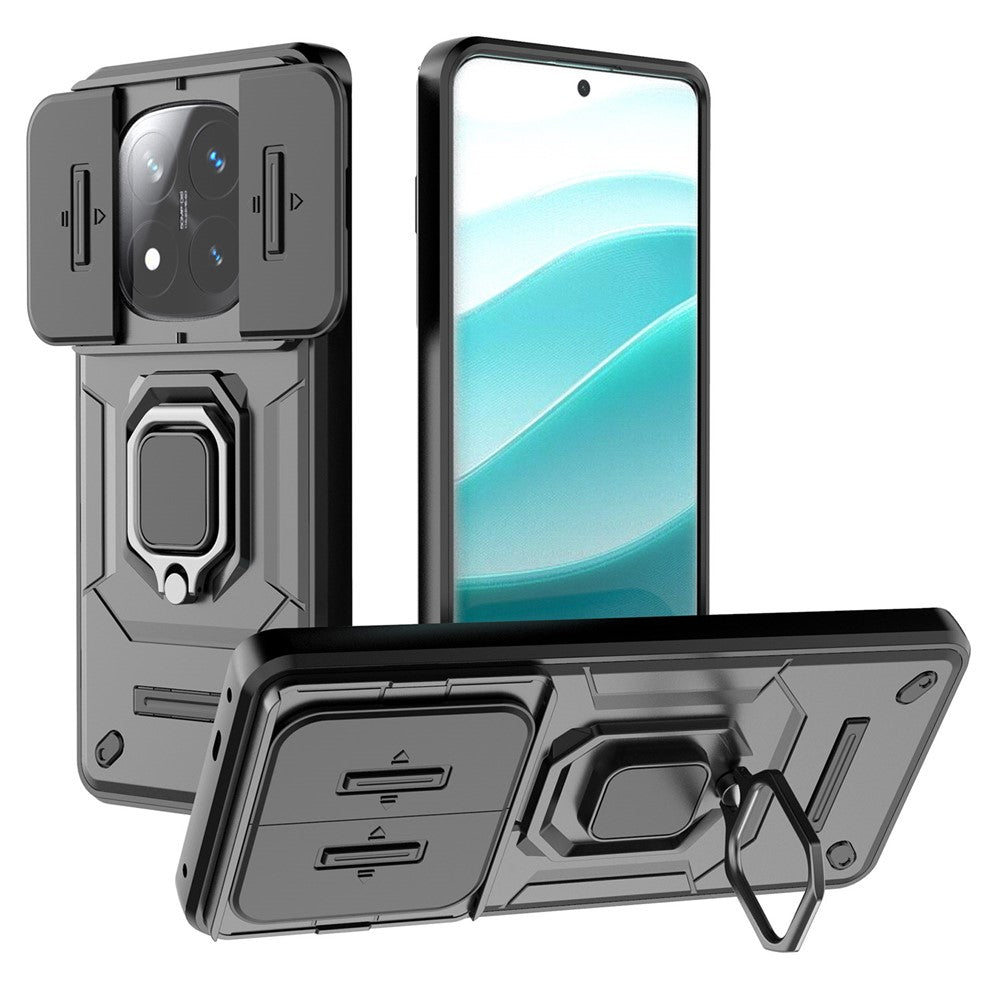 For Xiaomi Redmi Note 14 Pro+ 5G Case PC+TPU Kickstand Phone Protector with Lens Cover