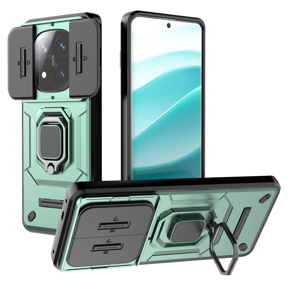 For Xiaomi Redmi Note 14 Pro+ 5G Case PC+TPU Kickstand Phone Protector with Lens Cover