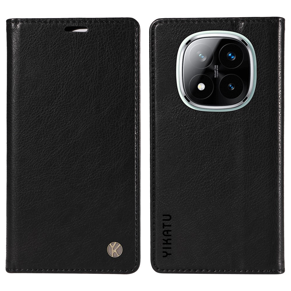 YIKATU YK-006 For Xiaomi Redmi Note 14 Pro+ 5G / Note 14 Pro 5G / Poco X7 5G Wallet Case Litchi Grain Leather Phone Cover