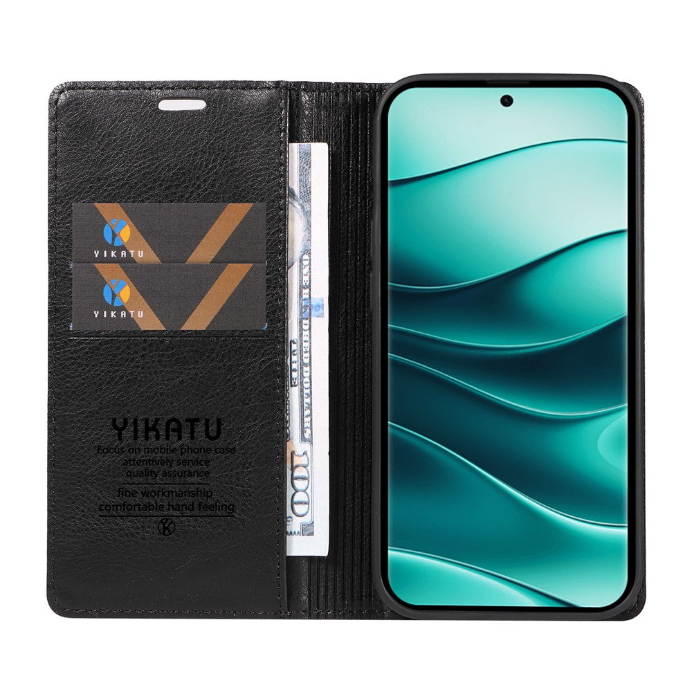 YIKATU YK-006 For Xiaomi Redmi Note 14 Pro+ 5G / Note 14 Pro 5G / Poco X7 5G Wallet Case Litchi Grain Leather Phone Cover