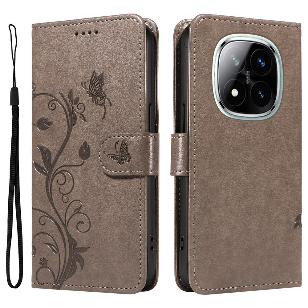 For Xiaomi Redmi Note 14 Pro+ 5G / Note 14 Pro 5G / Poco X7 5G PU Leather Cases Flower Pattern Wallet Stand Phone Cover with Strap