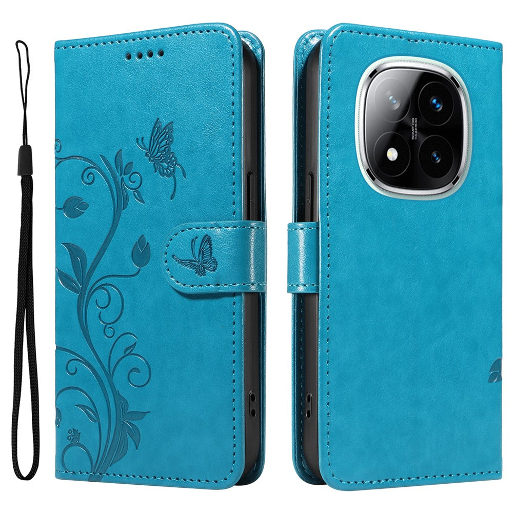 For Xiaomi Redmi Note 14 Pro+ 5G / Note 14 Pro 5G / Poco X7 5G PU Leather Cases Flower Pattern Wallet Stand Phone Cover with Strap