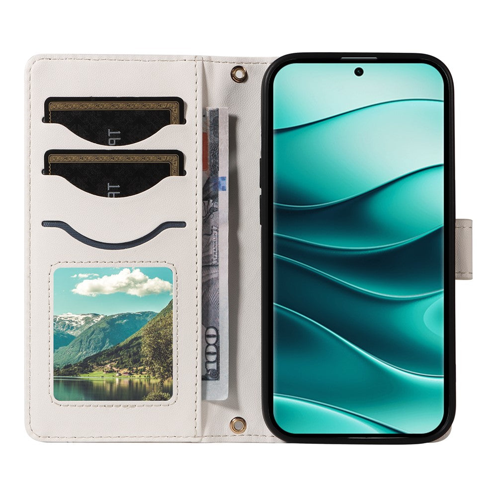 Xiaomi Redmi Note 14 Pro+ 5G / Note 14 Pro 5G / Poco X7 5G pung-etui, Rhombus-lædermobilcover med skulderrem og håndledsrem