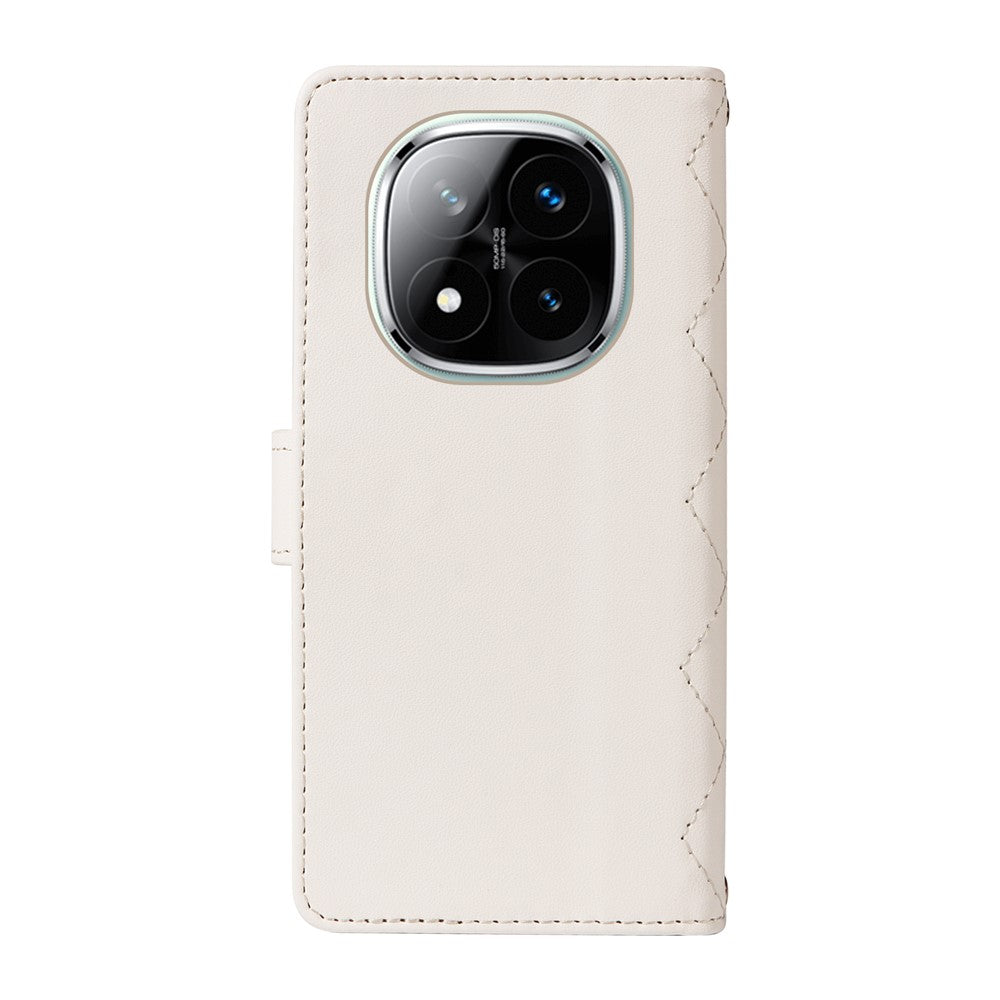 Xiaomi Redmi Note 14 Pro+ 5G / Note 14 Pro 5G / Poco X7 5G pung-etui, Rhombus-lædermobilcover med skulderrem og håndledsrem