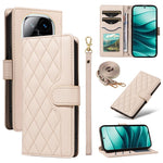 Xiaomi Redmi Note 14 Pro+ 5G / Note 14 Pro 5G / Poco X7 5G pung-etui, Rhombus-lædermobilcover med skulderrem og håndledsrem
