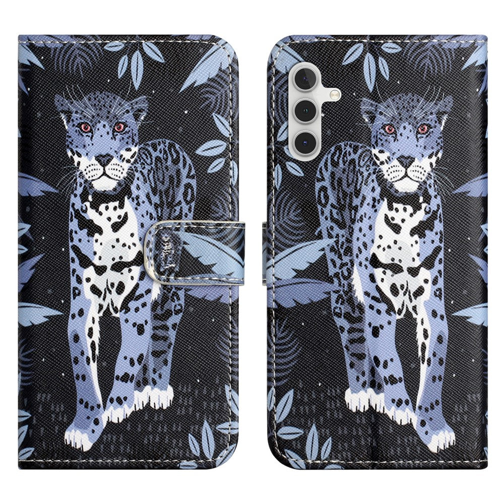 Til Samsung Galaxy A56 5G Etui Mønsterprint PU Læder Pung Telefoncover Krydset tekstur