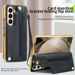 Til Samsung Galaxy Z Fold5 5G Etui RFID-blokerende kortplads PU+PC støttefod telefoncover med penneholder