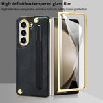 Til Samsung Galaxy Z Fold5 5G Etui RFID-blokerende kortplads PU+PC støttefod telefoncover med penneholder