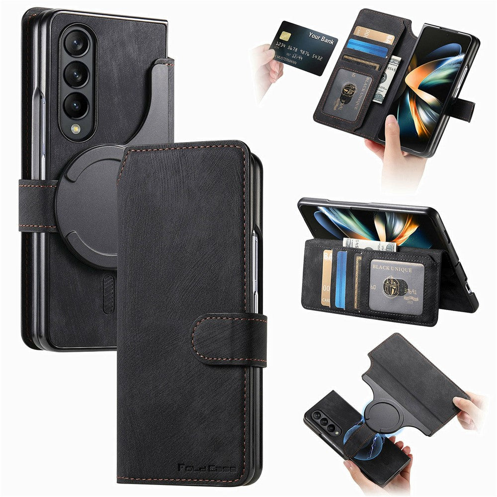 CASENEO Läderfodral för Samsung Galaxy Z Fold3 5G, 2-i-1, Magnetiskt, Avtagbart Plånboksfodral