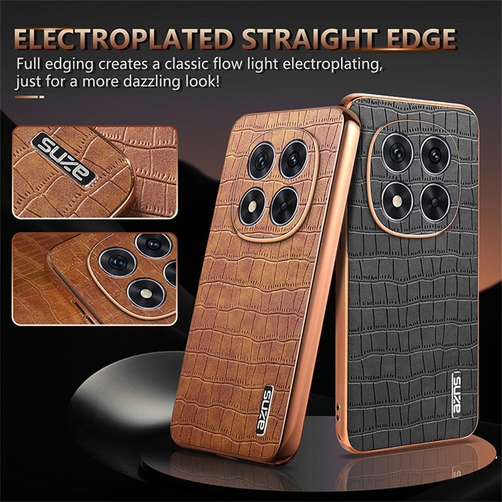AZNS For Xiaomi Redmi Note 14 Pro 5G / Poco X7 5G Case Electroplating Crocodile Texture PU+TPU Phone Cover