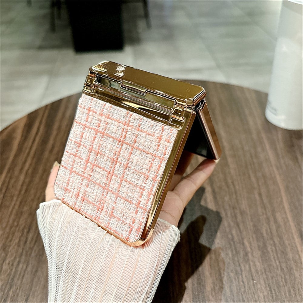 Huawei P50 Pocket Fodral Rutig Textur Strass Dekor Gångjärnsskydd PC mobilskal
