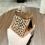 For Samsung Galaxy Z Flip3 5G Case Leopard Pattern Ring Holder Rhinestone Hard PC Phone Cover