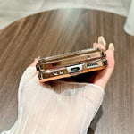 For Samsung Galaxy Z Flip3 5G Case Leopard Pattern Ring Holder Rhinestone Hard PC Phone Cover