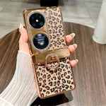 Huawei Pocket 2-skal Leopardmönster Ringhållare Strass Hårt PC-mobilskal