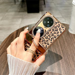 Huawei Pocket 2-skal Leopardmönster Ringhållare Strass Hårt PC-mobilskal