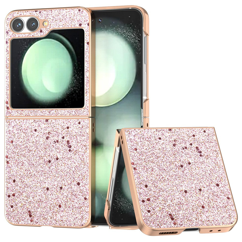 For Samsung Galaxy Z Flip7 FE 5G / Z Flip6 5G Case Electroplating Phone Cover Glitter Surface Design PU+TPU Protective Case