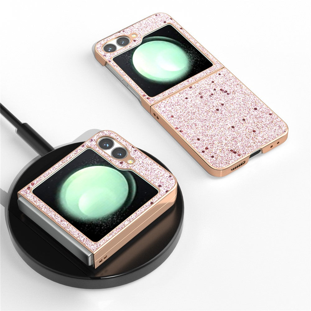 For Samsung Galaxy Z Flip7 FE 5G / Z Flip6 5G Case Electroplating Phone Cover Glitter Surface Design PU+TPU Protective Case