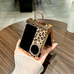 For Oppo Find N3 Flip 5G Case Leopard Pattern Ring Holder Rhinestone Hard PC Phone Cover