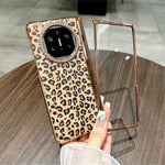For Huawei Mate X5 Case Leopard Pattern PC Phone Cover with Tempered Glass Screen Film