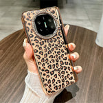For Huawei Mate X5 Case Leopard Pattern PC Phone Cover with Tempered Glass Screen Film