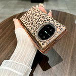 For Huawei Mate X5 Case Leopard Pattern PC Phone Cover with Tempered Glass Screen Film