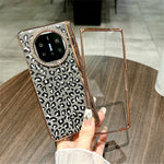 For Huawei Mate X5 Case Leopard Pattern PC Phone Cover with Tempered Glass Screen Film