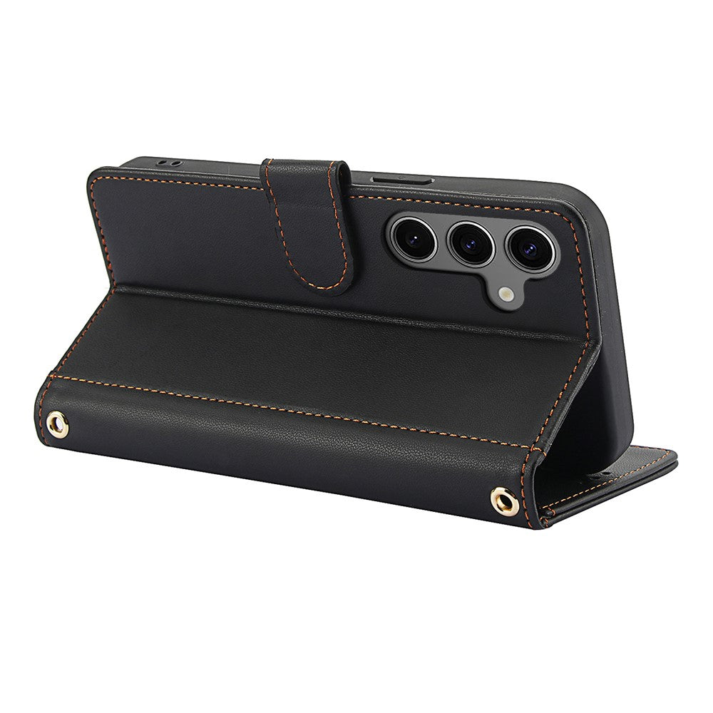 SY-003 Til Samsung Galaxy S25+ Etui PU Læder Stand View Telefonpung Cover med Håndrem