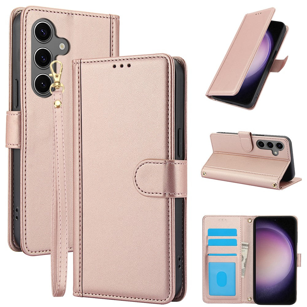 SY-003 Til Samsung Galaxy S25+ Etui PU Læder Stand View Telefonpung Cover med Håndrem