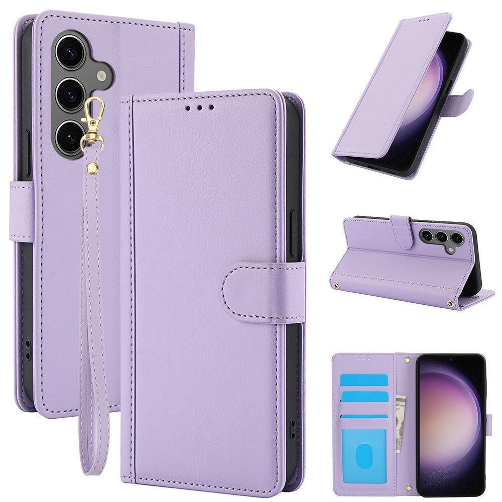SY-003 Til Samsung Galaxy S25+ Etui PU Læder Stand View Telefonpung Cover med Håndrem
