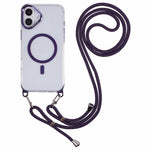 For iPhone 16 Plus Clear Case Compatible with MagSafe Shockproof PC+TPU Phone Cover with 150cm Long Lanyard