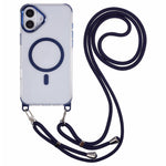 For iPhone 16 Plus Clear Case Compatible with MagSafe Shockproof PC+TPU Phone Cover with 150cm Long Lanyard
