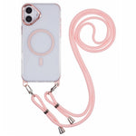 For iPhone 16 Plus Clear Case Compatible with MagSafe Shockproof PC+TPU Phone Cover with 150cm Long Lanyard