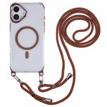 For iPhone 16 Plus Clear Case Compatible with MagSafe Shockproof PC+TPU Phone Cover with 150cm Long Lanyard