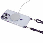 Til iPhone 16 Pro gennemsigtigt cover kompatibelt med MagSafe, stødsikkert PC+TPU telefoncover med 150 cm lang snor
