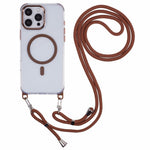 Til iPhone 16 Pro gennemsigtigt cover kompatibelt med MagSafe, stødsikkert PC+TPU telefoncover med 150 cm lang snor