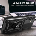 Til Samsung Galaxy S25+ Cover med glidende kameralinsebeskytter PC+TPU Kickstand Telefoncover