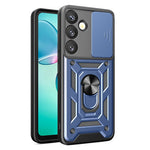For Samsung Galaxy S25 Case with Slide Camera Lid PC+TPU Kickstand Phone Cover