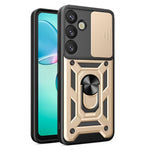 For Samsung Galaxy S25 Case with Slide Camera Lid PC+TPU Kickstand Phone Cover