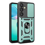 For Samsung Galaxy S25 Case with Slide Camera Lid PC+TPU Kickstand Phone Cover